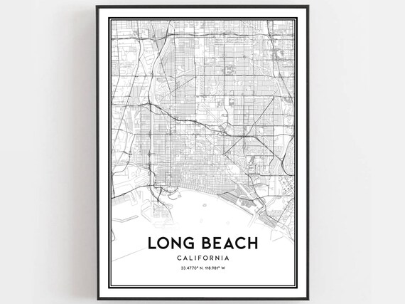 Long Beach Map Poster Print, City Street Decor