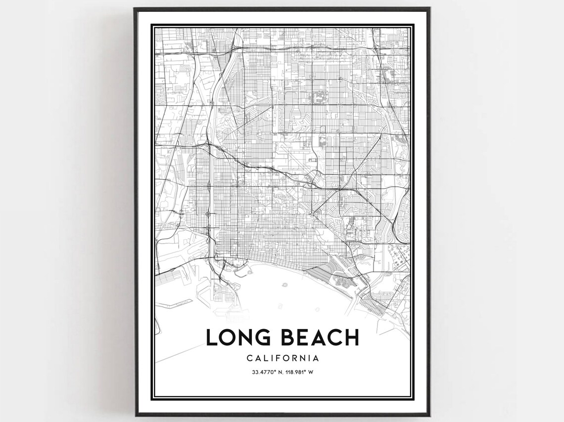 Long Beach Map Poster Print, City Street Decor