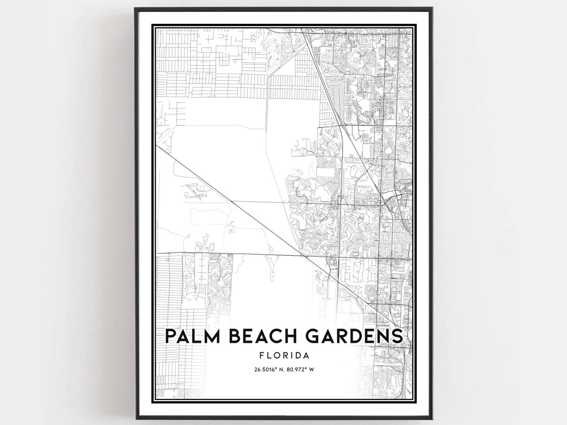Palm Beach Gardens Map Poster Print, Florida
