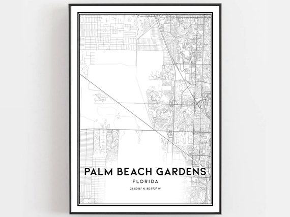 Palm Beach Gardens Map Poster Print, Florida