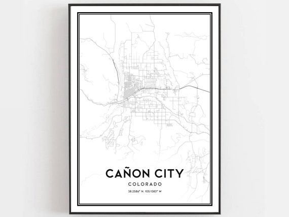 Caon City Map Poster, Colorado Street Decor Gift