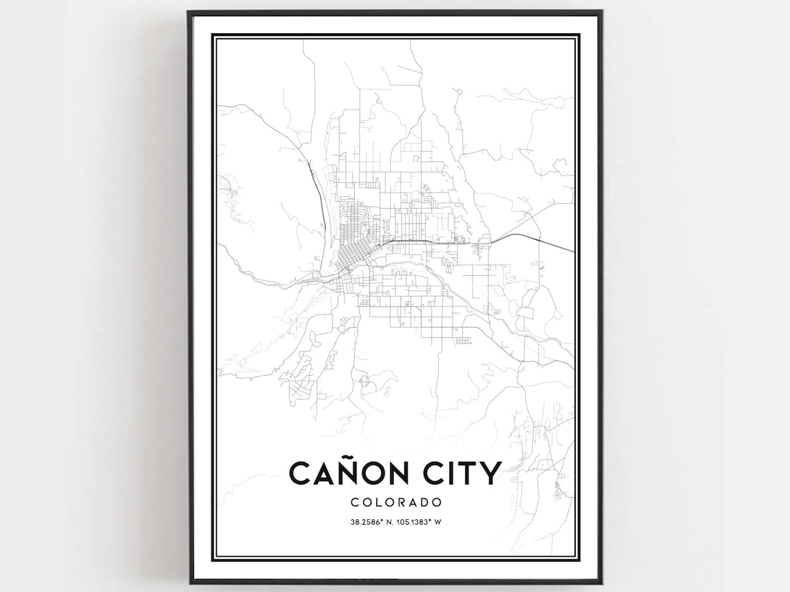 Caon City Map Poster, Colorado Street Decor Gift