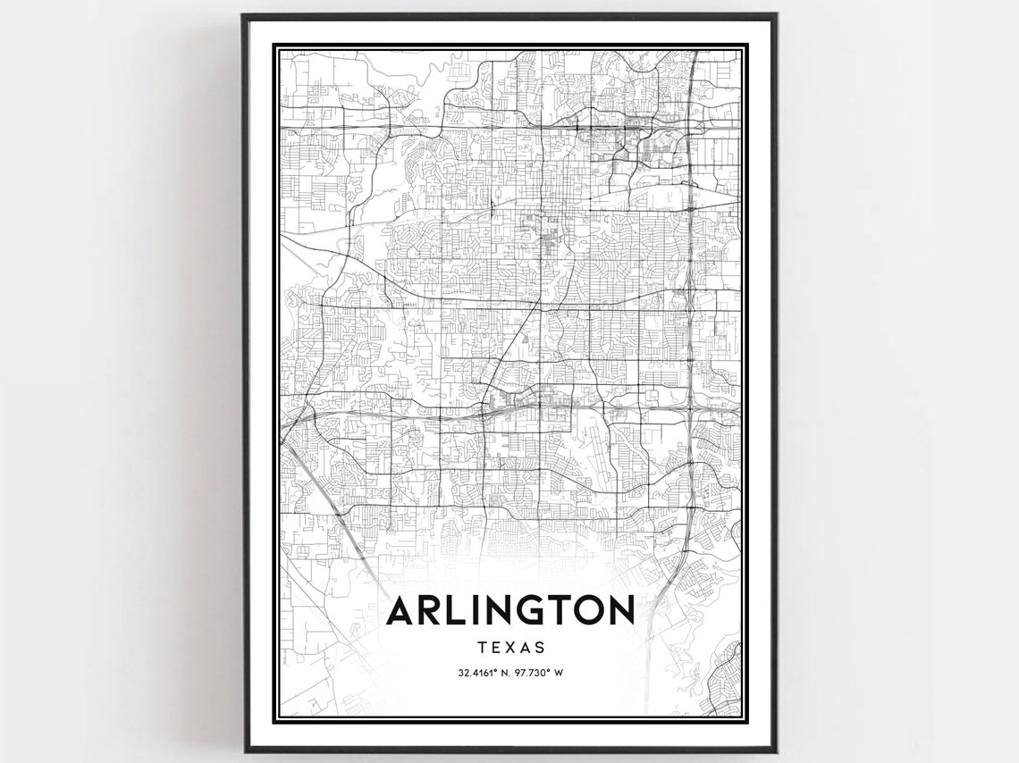 Arlington Texas City Minimalist Street Map Coordinates Poster