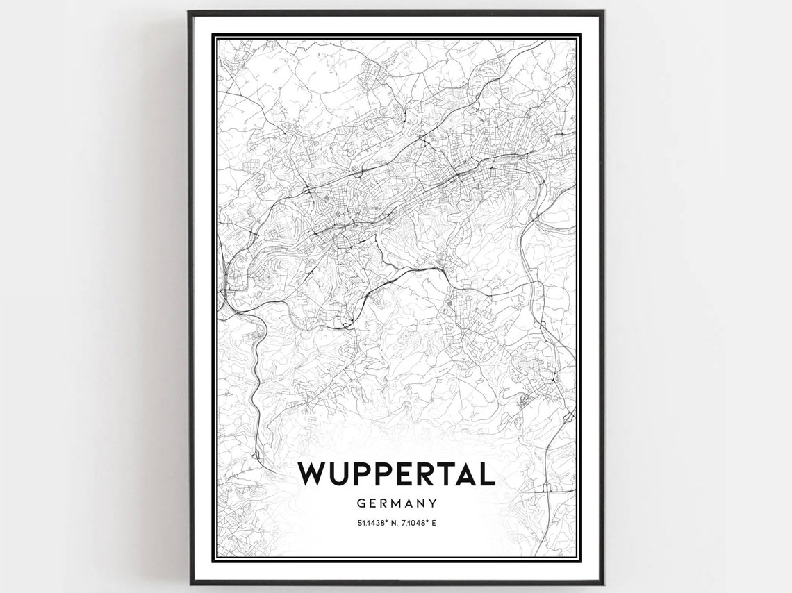 Wuppertal Germany Minimalist City Street Map Line Art Poster