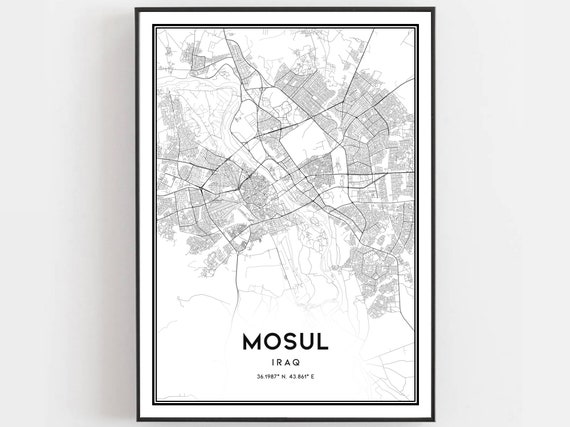 Mosul Map Print Poster Wall Art City Street Decor Road Gift B216