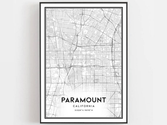 Paramount Map Print Poster Wall Art Ca City Street Decor Road Gift B1312