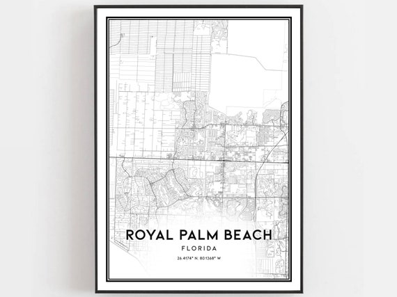 Royal Palm Beach Map Print Poster Wall Art Fl City Florida Street Decor Road Gift B1666