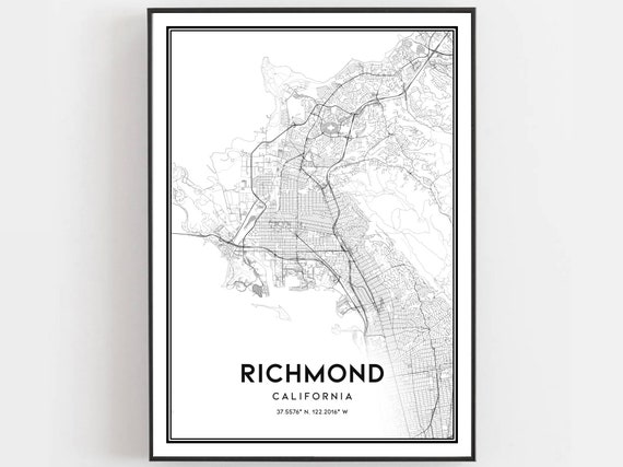 Richmond Map Print Poster Wall Art Ca City Street Decor Road Gift B830