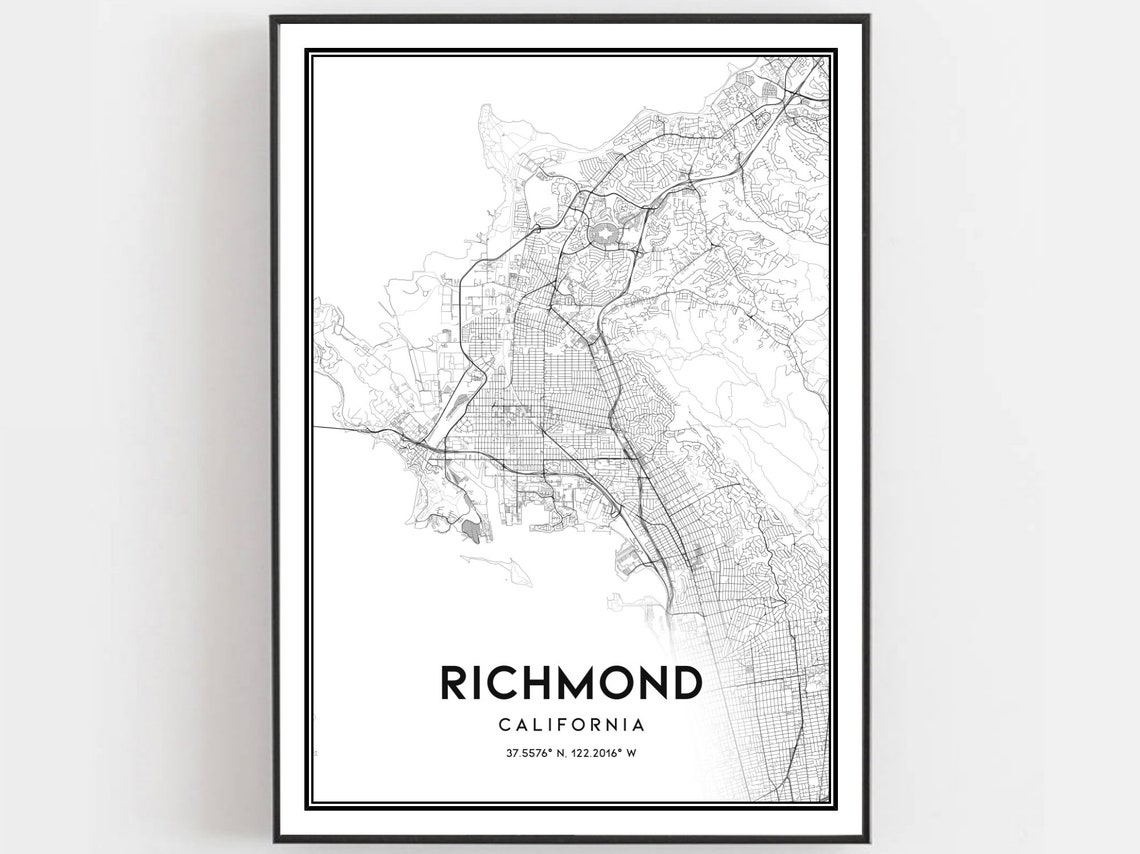 Richmond Map Print Poster Wall Art Ca City Street Decor Road Gift B830