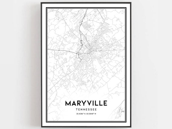 Maryville Map Poster, Tennessee Street Decor