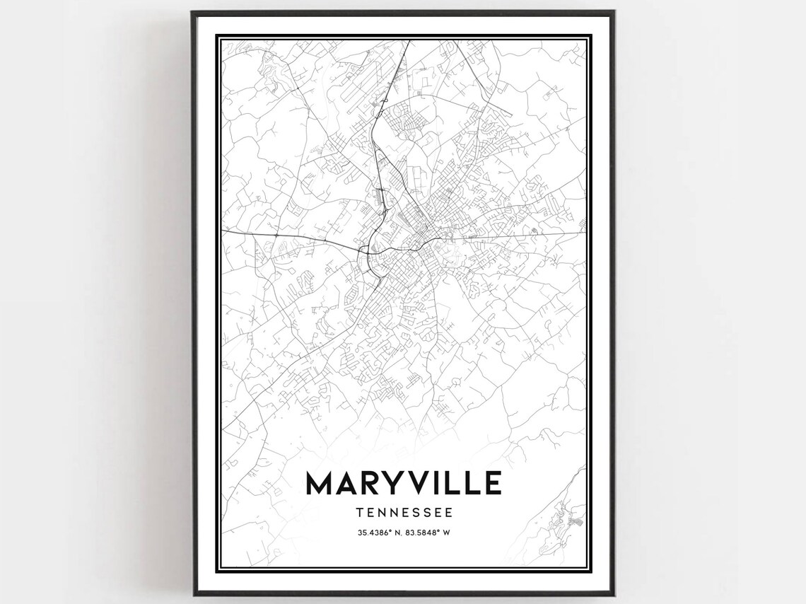 Maryville Map Poster, Tennessee Street Decor