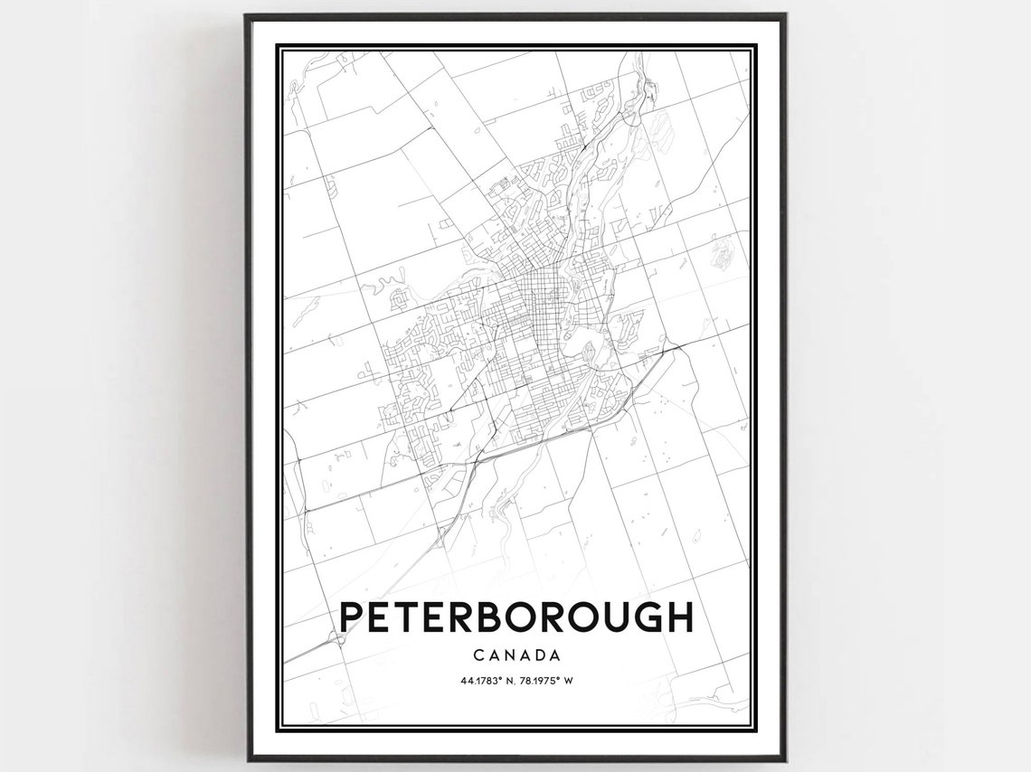 Peterborough Canada Minimalist City Map Street Art Wall Print