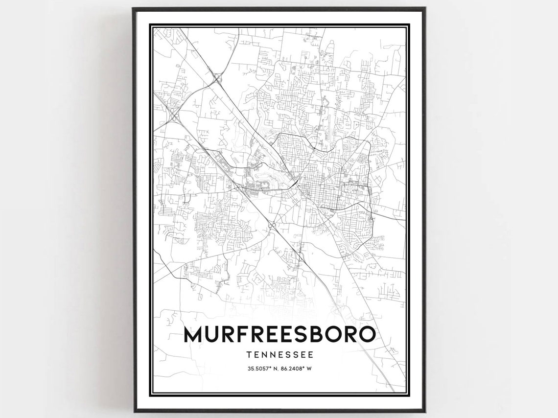 Murfreesboro Tennessee City Map Minimalist Street Road Art Print