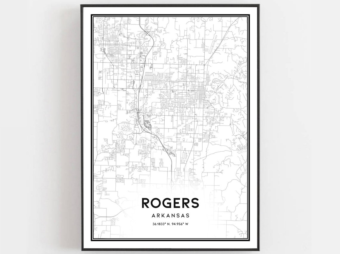 Rogers Map Print, Arkansas Street Decor