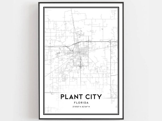 Plant City Map Print, Florida Street Decor