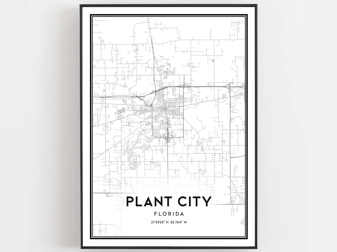 Plant City Map Print, Florida Street Decor