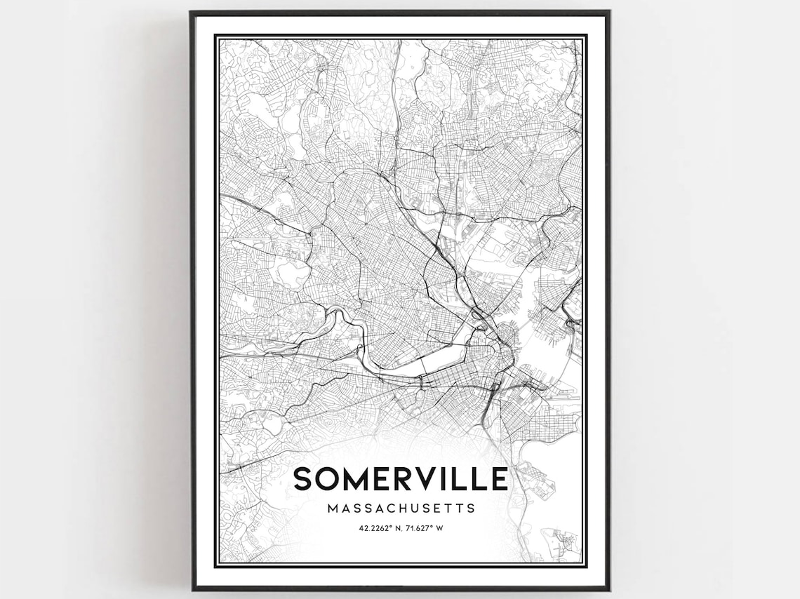 Somerville Map Print, Massachusetts Travel Poster