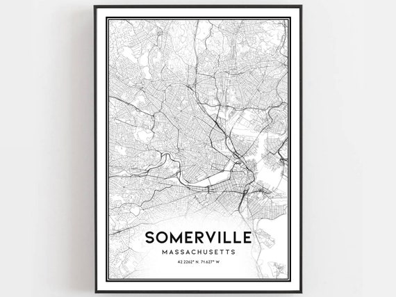 Somerville Map Print, Massachusetts Travel Poster