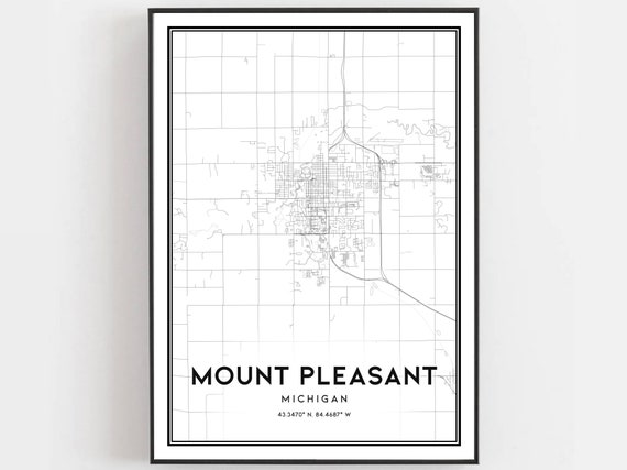 Mount Pleasant Map, Michigan Street Decor
