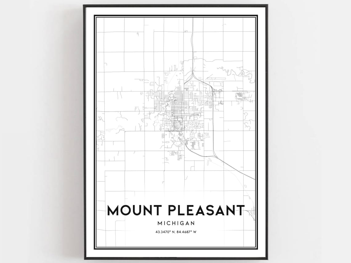 Mount Pleasant Map, Michigan Street Decor