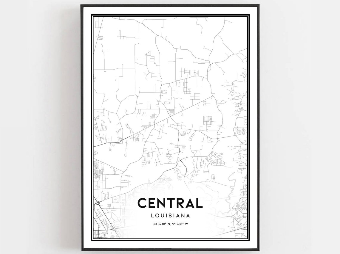 Central Louisiana Minimalist Street Map Poster Modern Decor Art