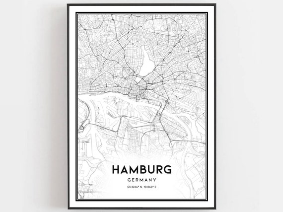 Hamburg Map Poster Print, City Street Decor