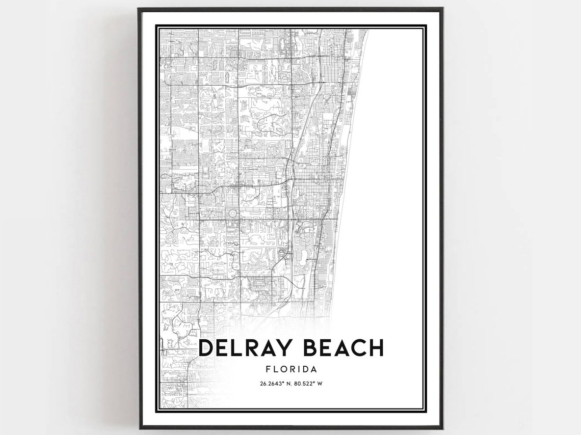 Delray Beach Florida Minimalist City Street Map Line Art Poster