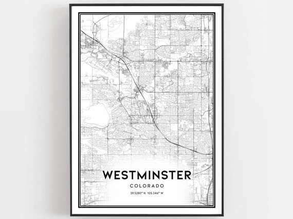 Westminster Map Print Poster Wall Art Co City Colorado Street Decor Road Gift B806