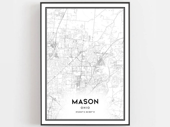 Mason Map Print Poster, Ohio Street Decor