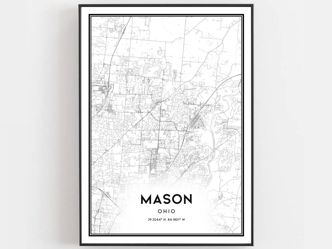 Mason Map Print Poster, Ohio Street Decor