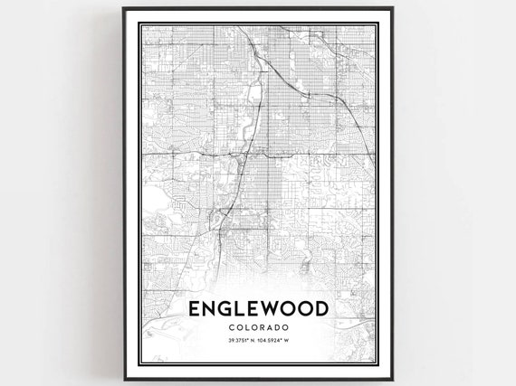 Englewood Map Print Poster Wall Art Co City Colorado Street Decor Road Gift B1776