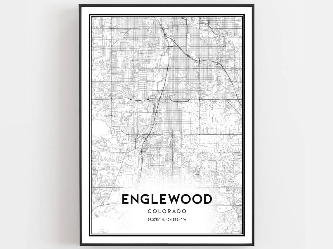 Englewood Colorado Minimalist Street Map Line Art City Poster