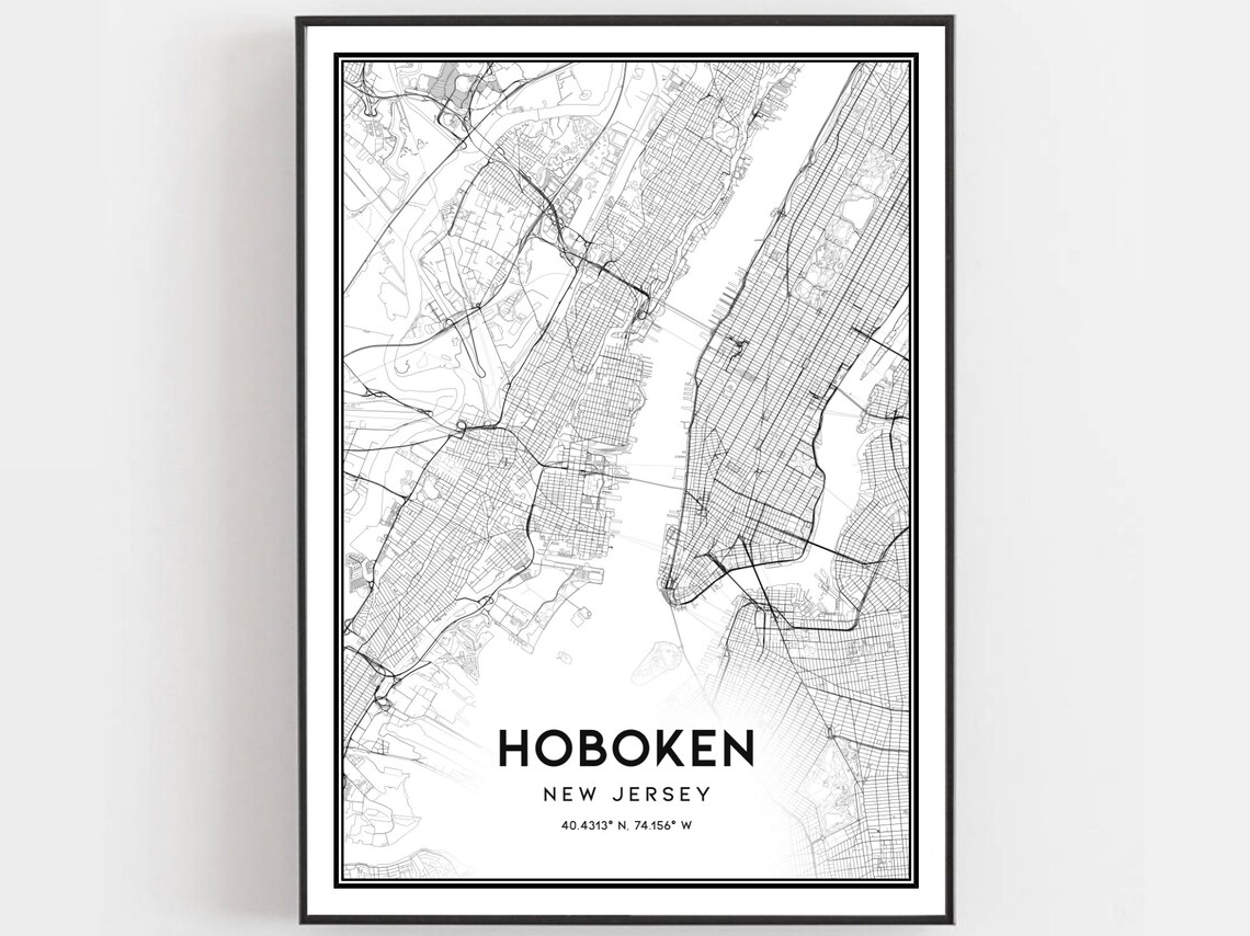 Hoboken Map Poster, New Jersey Street Decor