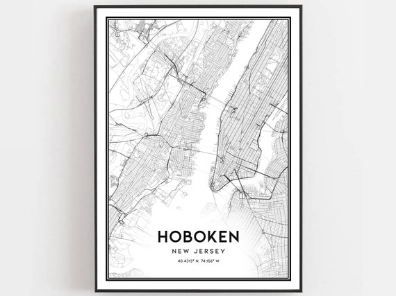 Hoboken Map Poster, New Jersey Street Decor