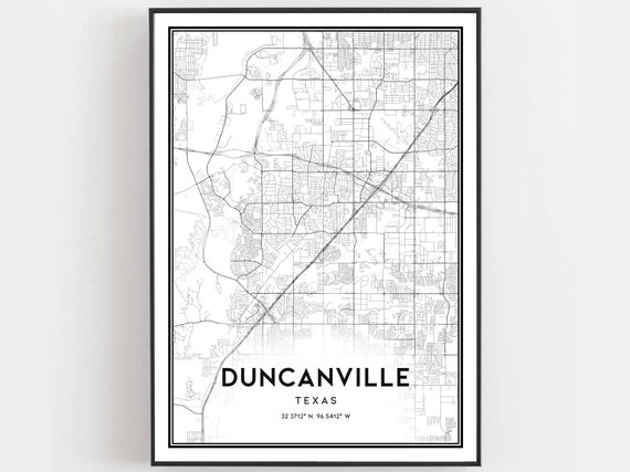 Duncanville Map Poster, Texas Street Decor