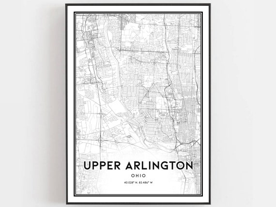 Upper Arlington Map Poster Print, Ohio Street Decor