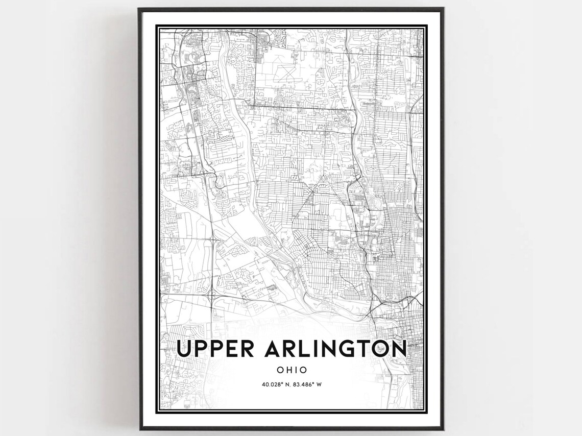 Upper Arlington Map Poster Print, Ohio Street Decor