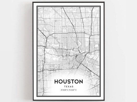 Houston Map Poster Print, Texas Street Decor