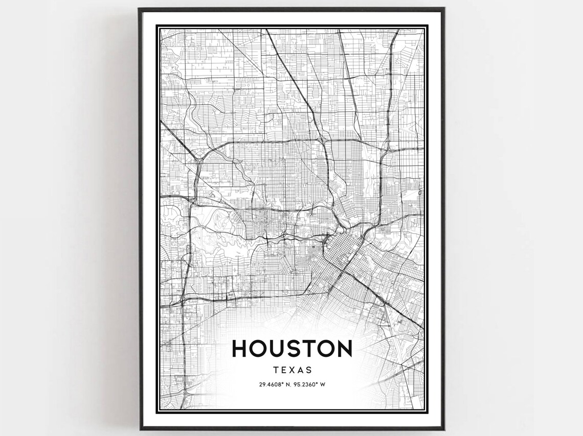 Houston Map Poster Print, Texas Street Decor