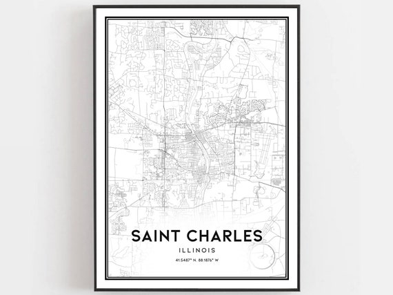 Saint Charles Map Poster, Illinois Street Decor