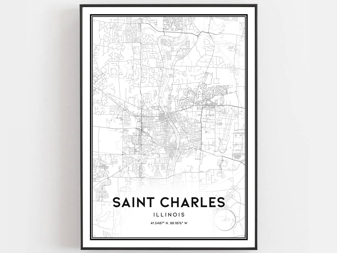 Saint Charles Map Poster, Illinois Street Decor