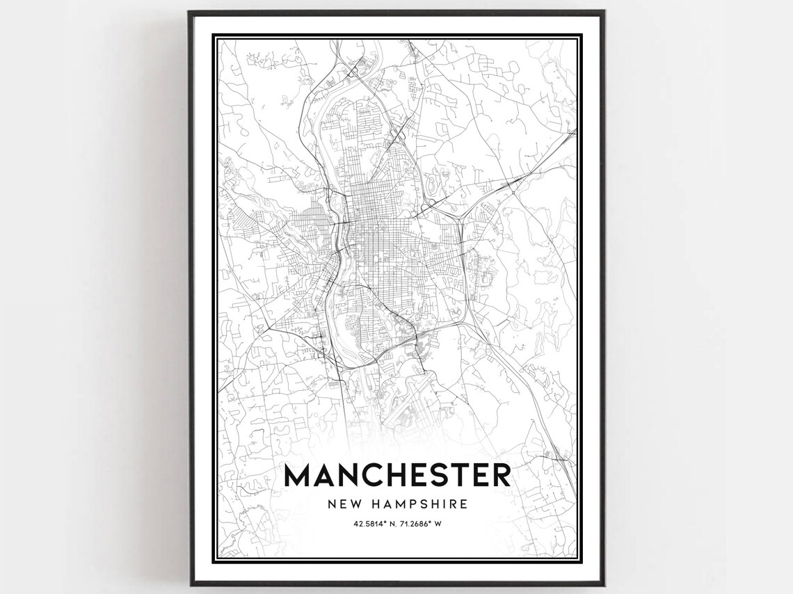 Manchester New Hampshire City Map Minimalist Street Art Print