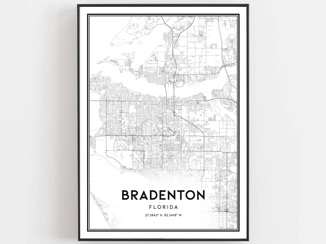 Bradenton Map Poster, Florida Street Map Decor