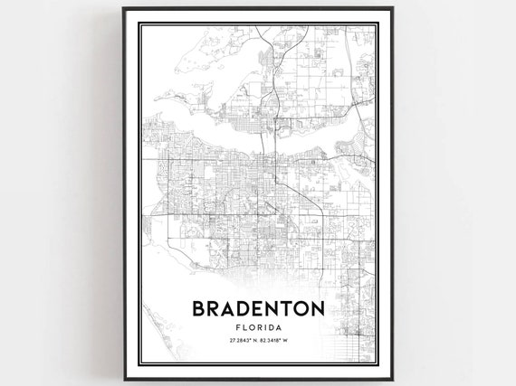 Bradenton Map Poster, Florida Street Map Decor