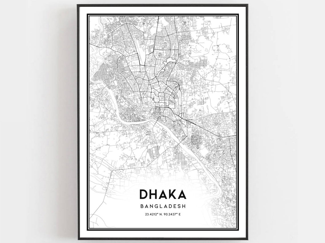 Dhaka Map Print, City Street Decor