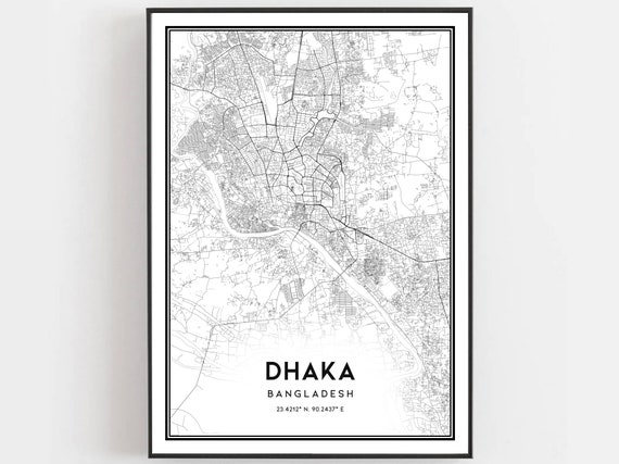 Dhaka Map Print, City Street Decor