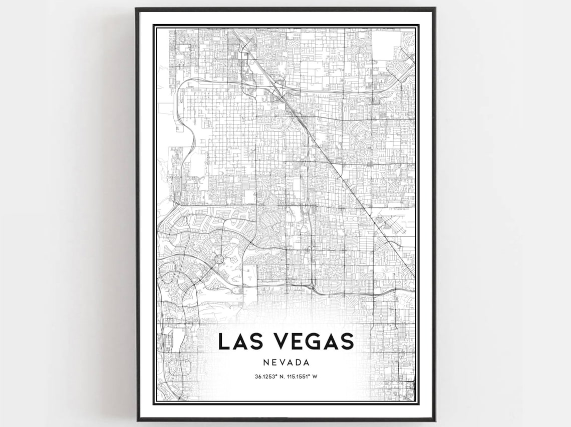 Las Vegas Map Poster, Nevada Street Decor