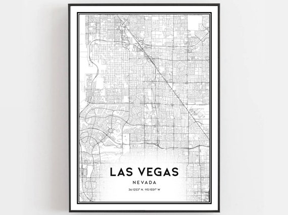 Las Vegas Map Poster, Nevada Street Decor