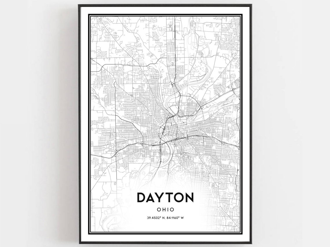 Dayton Map Poster, Ohio Street Decor