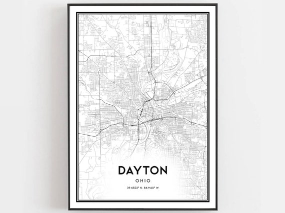 Dayton Map Poster, Ohio Street Decor